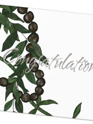Congratulations Ho’o Maika’i Kukui Nut, Maile and Ti Leaf Lei Greeting Cards, Set of 5